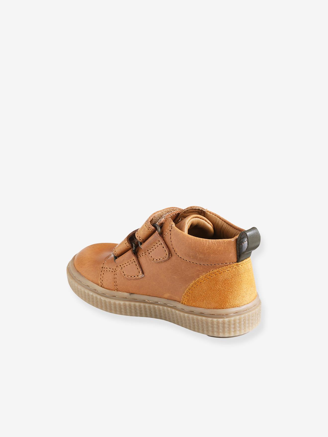Bottines scratchées cuir bébé garçon taupe