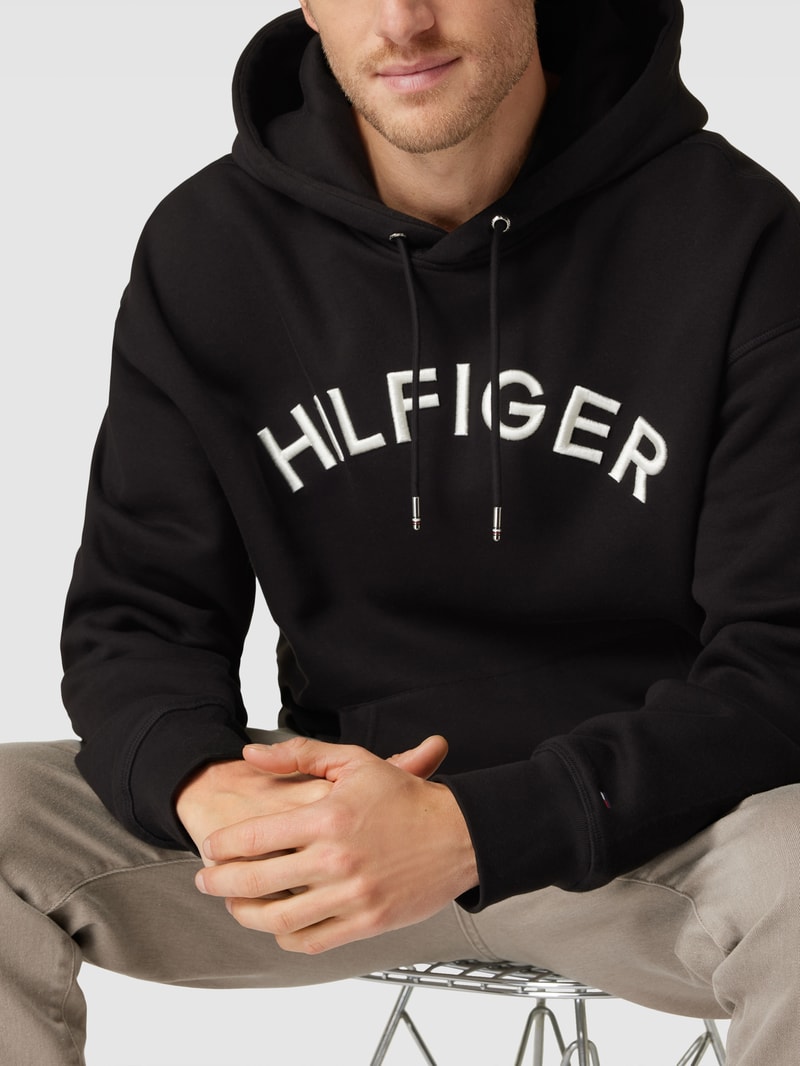 Hoodie mit Label-Stitching Modell 'ARCHED HOODY' in schwarz
