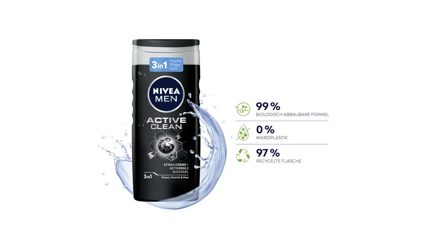 NIVEA MEN Duschgel Active Clean 3 in 1 250 ml