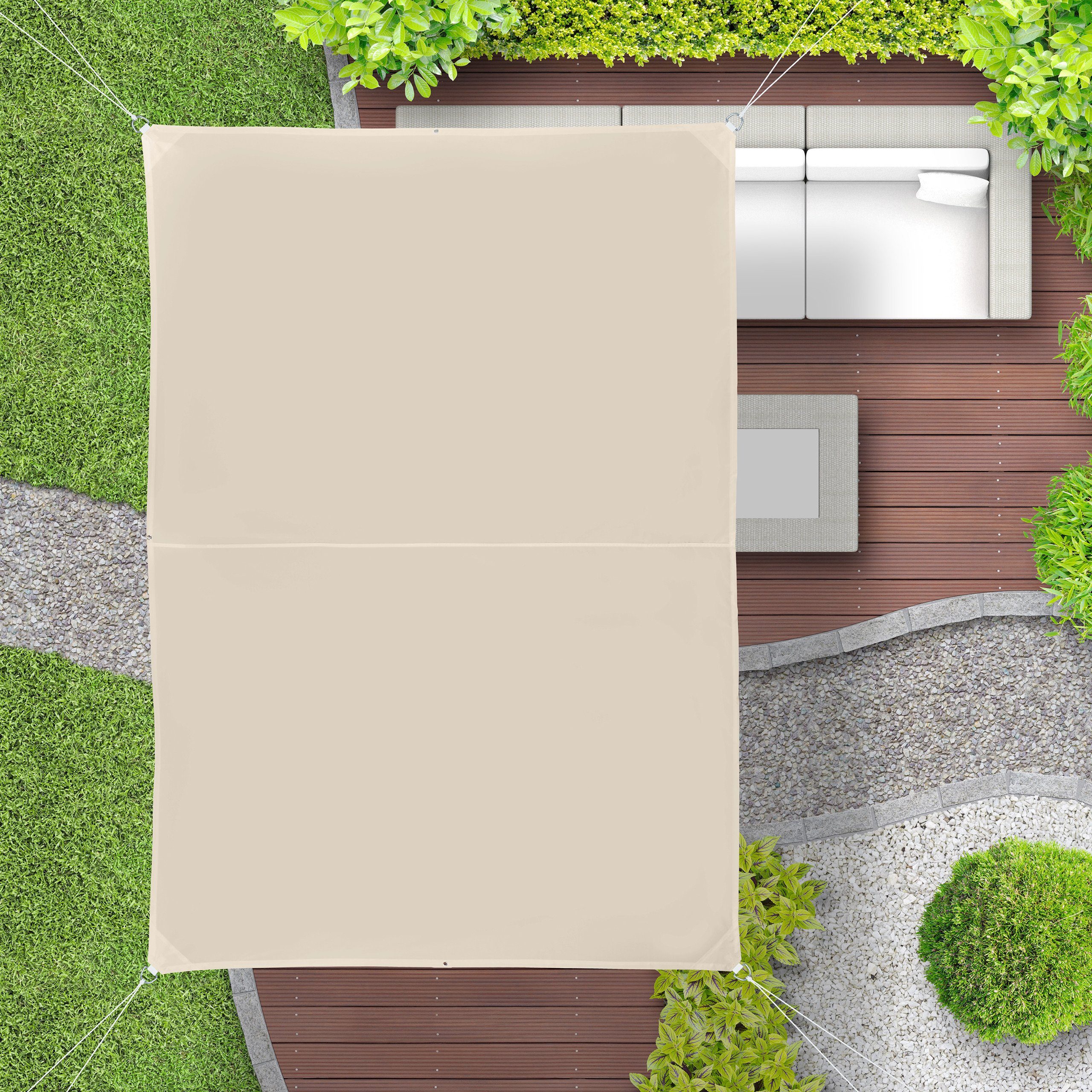 relaxdays Sonnensegel Rechteckiges Sonnensegel beige, 3 x 4 m