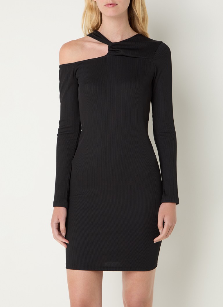 HUGO BOSS Μίνι φόρεμα Nemerie με ριμπ ύφανση και λαιμόκοψη