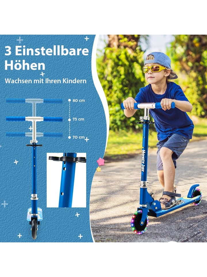 COSTWAY Scooter mit LED-Räder ab 3 Jahren in Blau günstig kaufen 66 cm