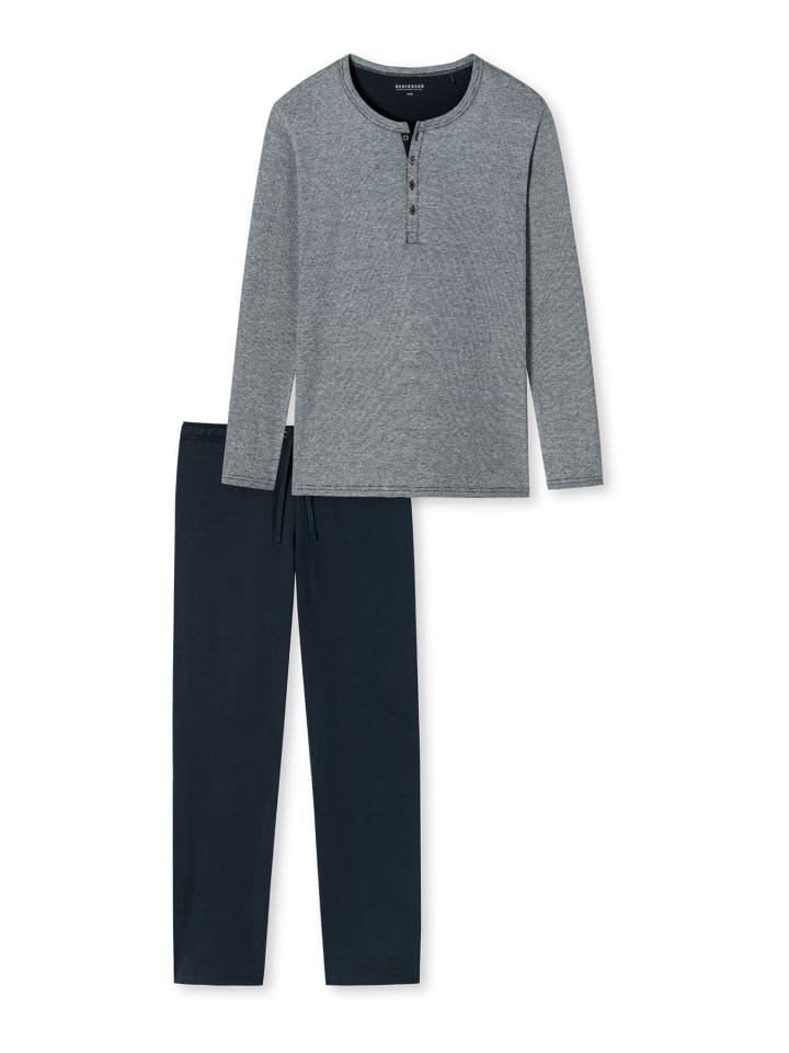 Schiesser Pyjama Ebony in Blau günstig kaufen