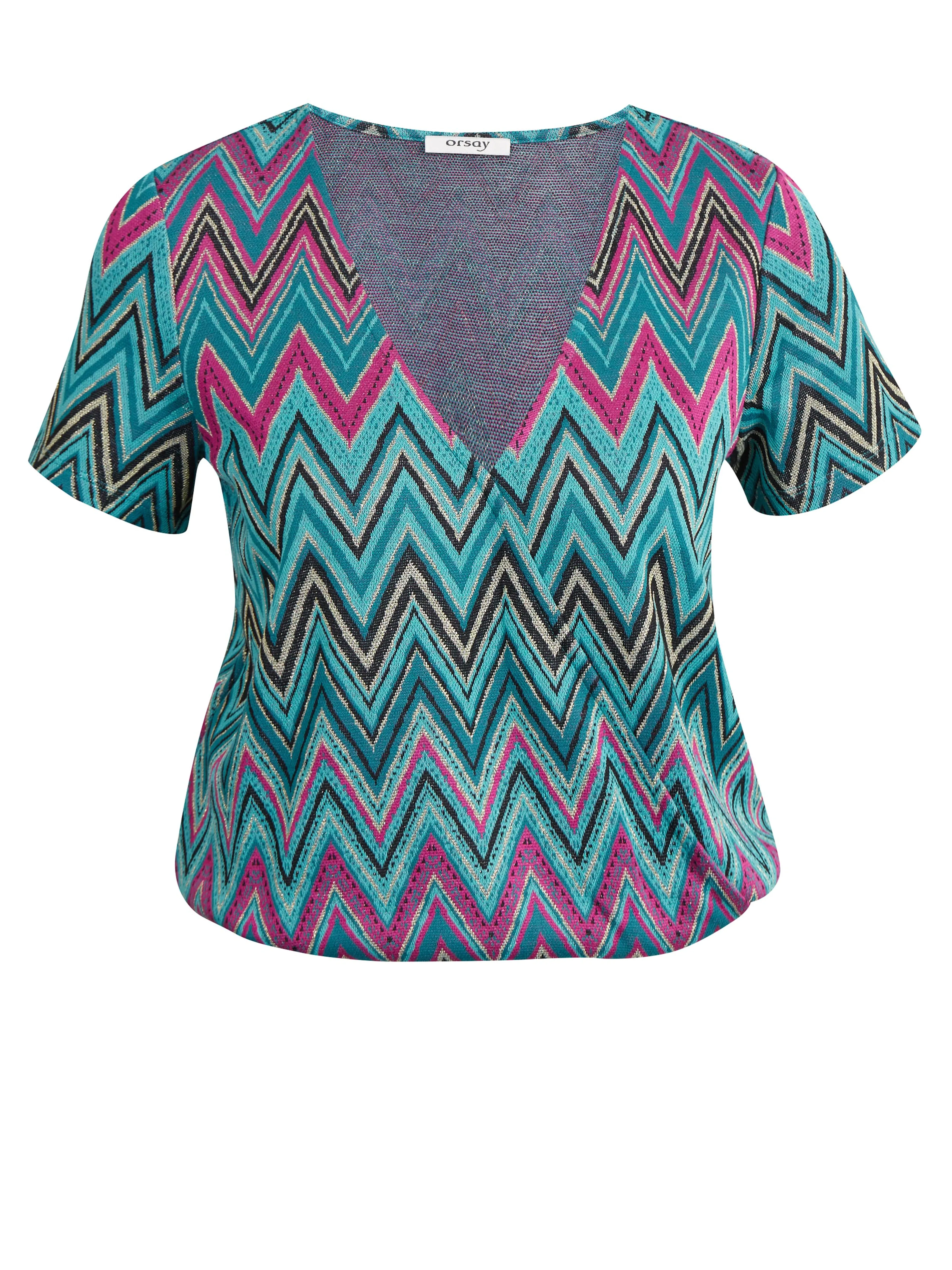 Rosa und grün gemustertes Damen-Shirt ORSAY