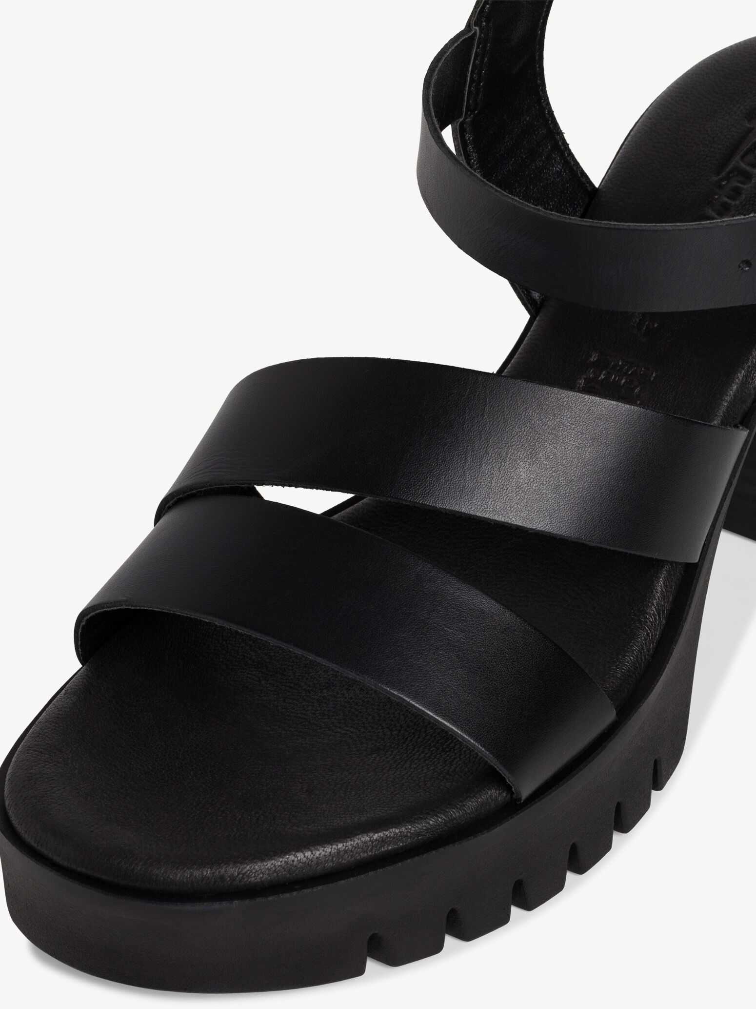 Sandale à talon en cuir - noir
