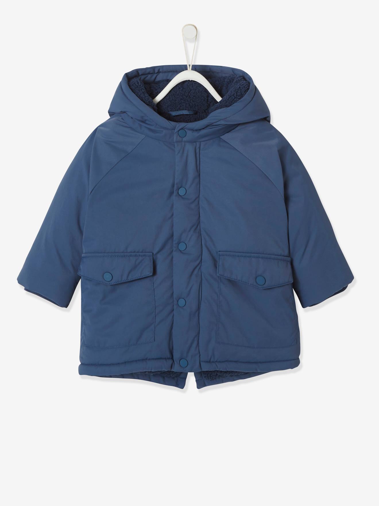 Parka doublée bébé à capuche cannelle