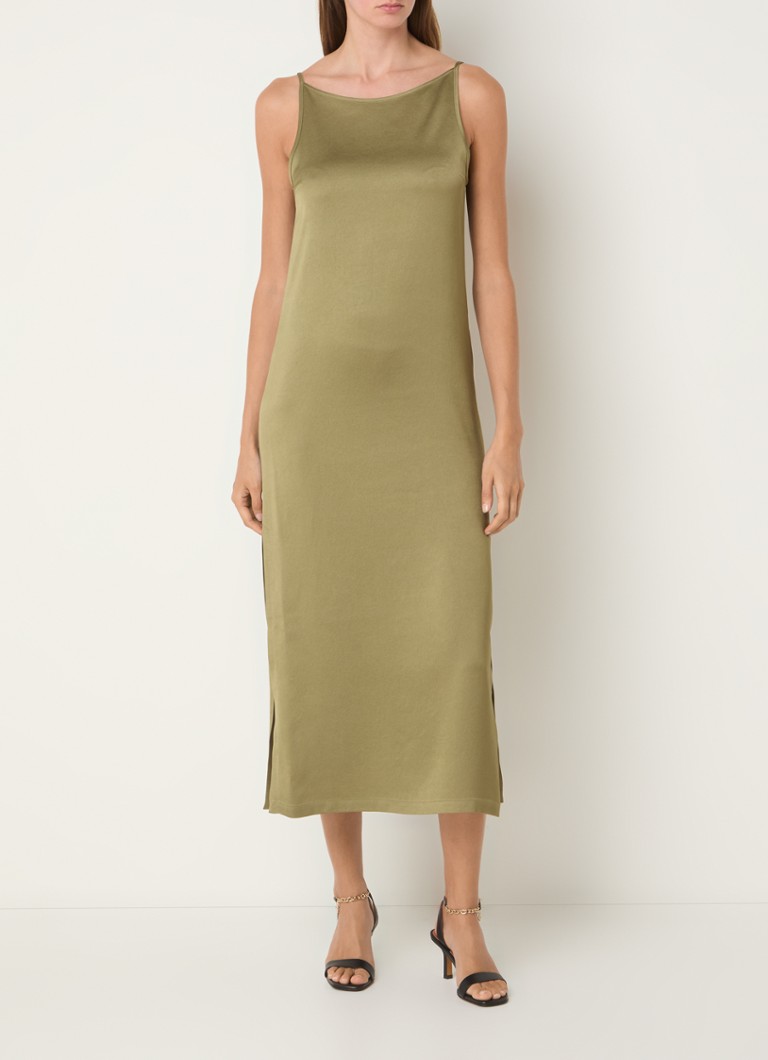 Rochie maxi din satin Aleika cu crăpătură DRYKORN