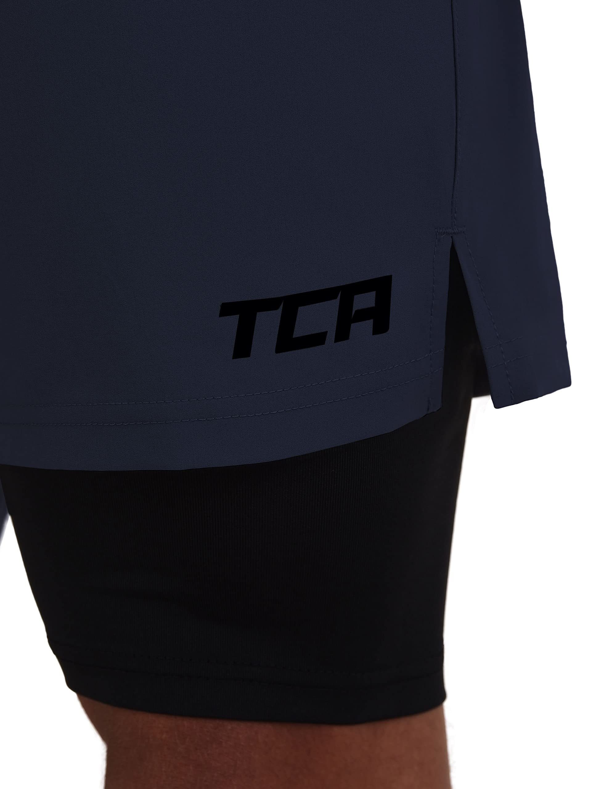 TCA Trainingsshorts TCA Herren 2-in-1 Laufhose, Dunkelblau/Schwarz