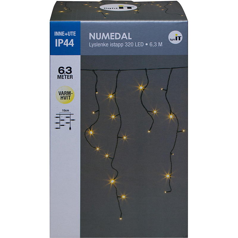 Home Lyslenke 320 LED Istappper, varmhvit, Numedal