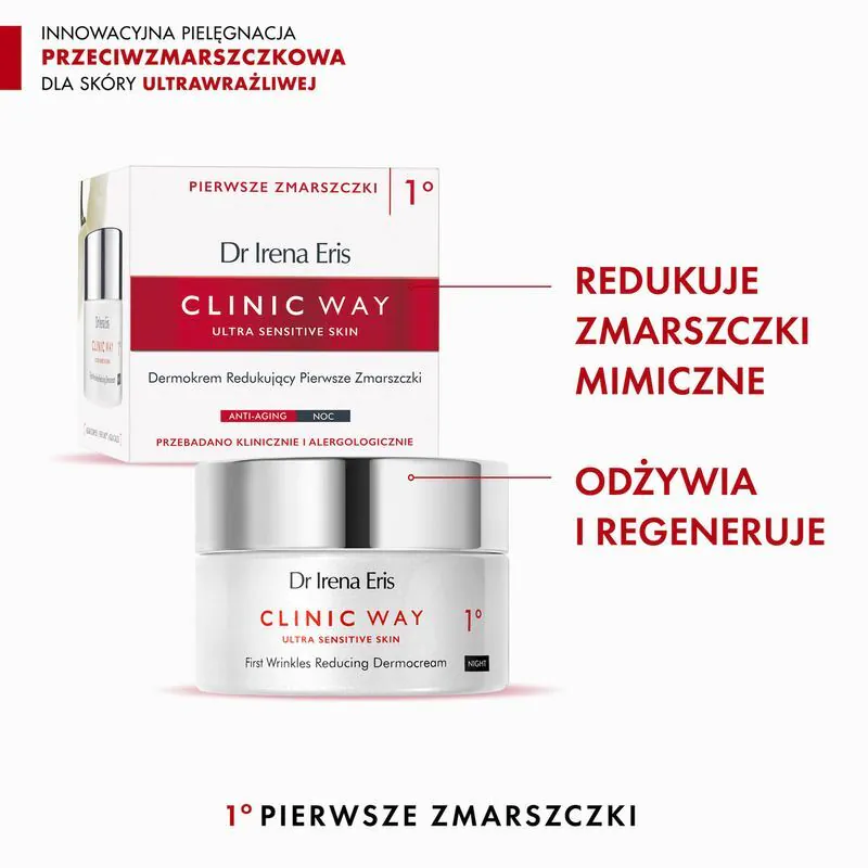 Dr Irena Eris Clinic Way St. 1 Dermocream za smanjenje prvih bora za noć 30+
