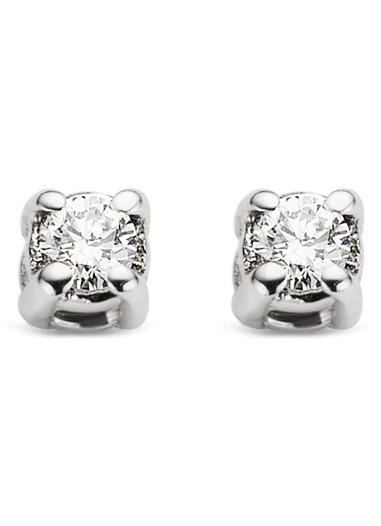 Diamond Point White gold solitaire lab-grown diamond stud earrings, 0.04 ct. 0.04 ct diamond Lab-grown diamond