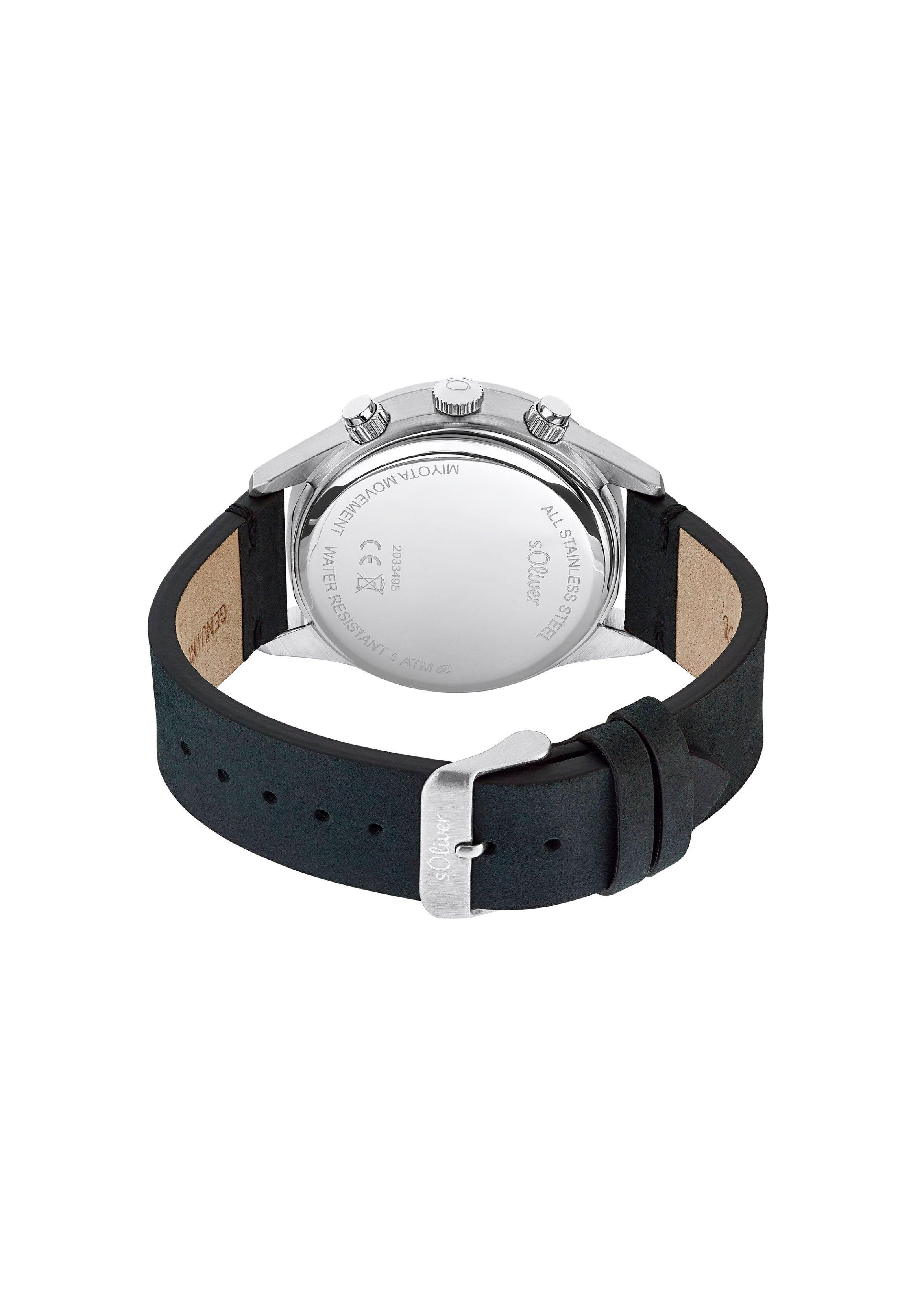Edelstahluhr mit Lederarmband  6006307-99B0