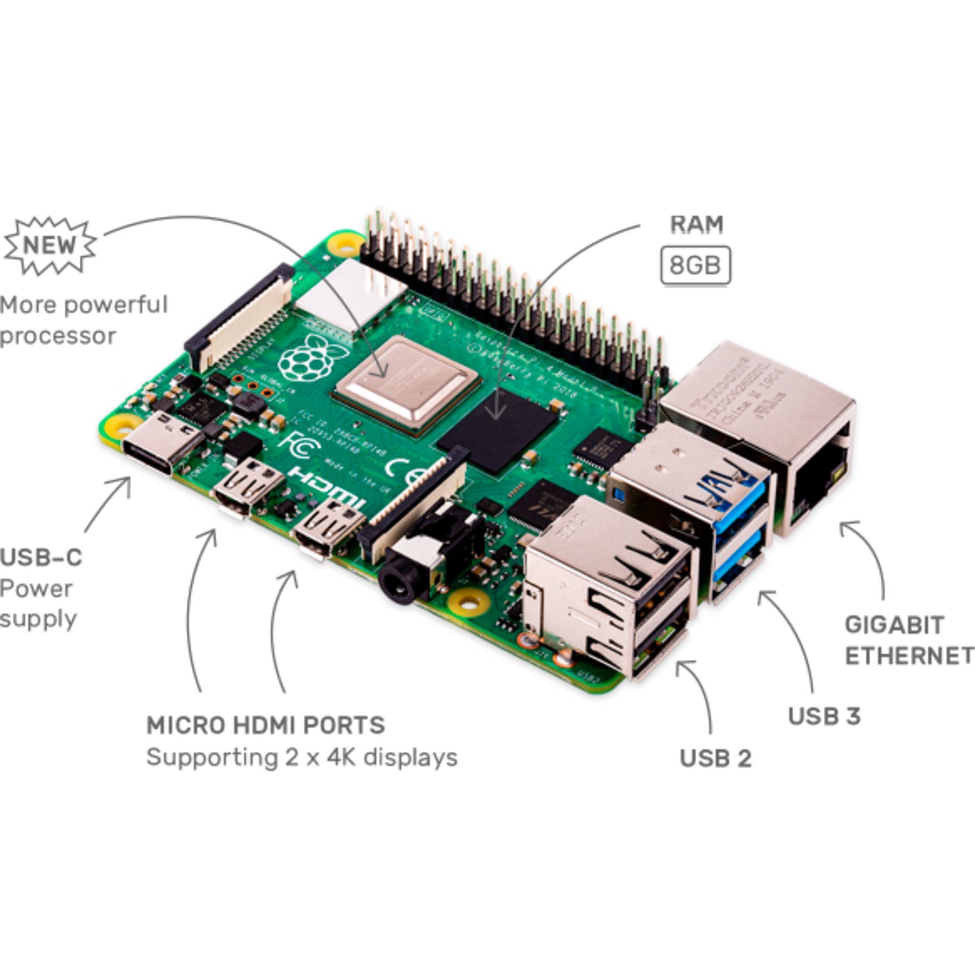 Raspberry Pi Foundation Raspberry Pi 4 model B 8GB LPDDR4 Mainboard