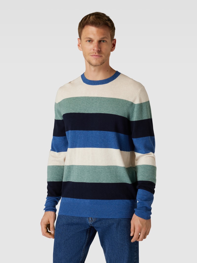 Strickpullover mit Blockstreifen in offwhite