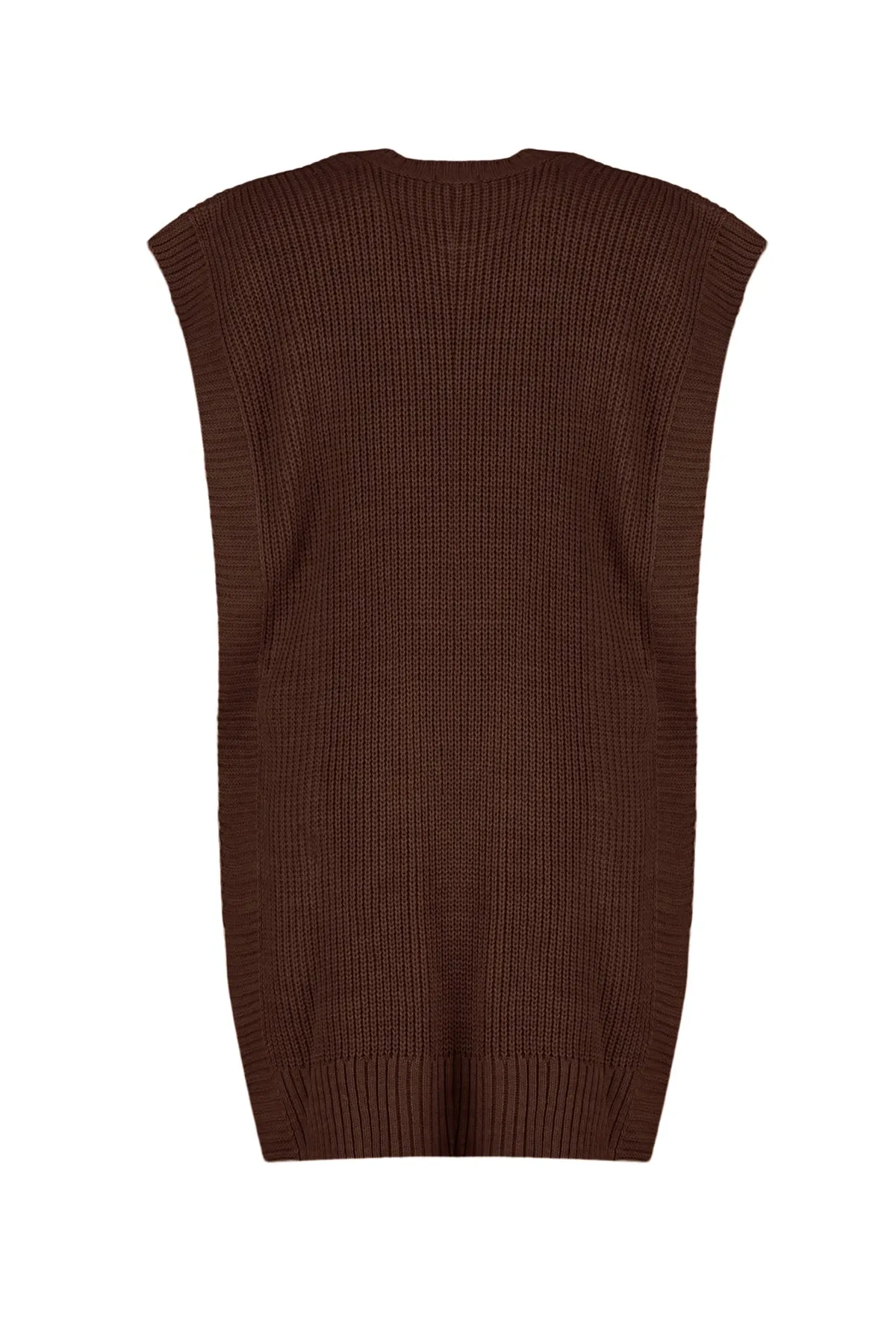 Trendyol Modest  Brauner Strickpullover mit seitlichem Schlitz und detailliertem Ausschnitt TCTAW23SV00010