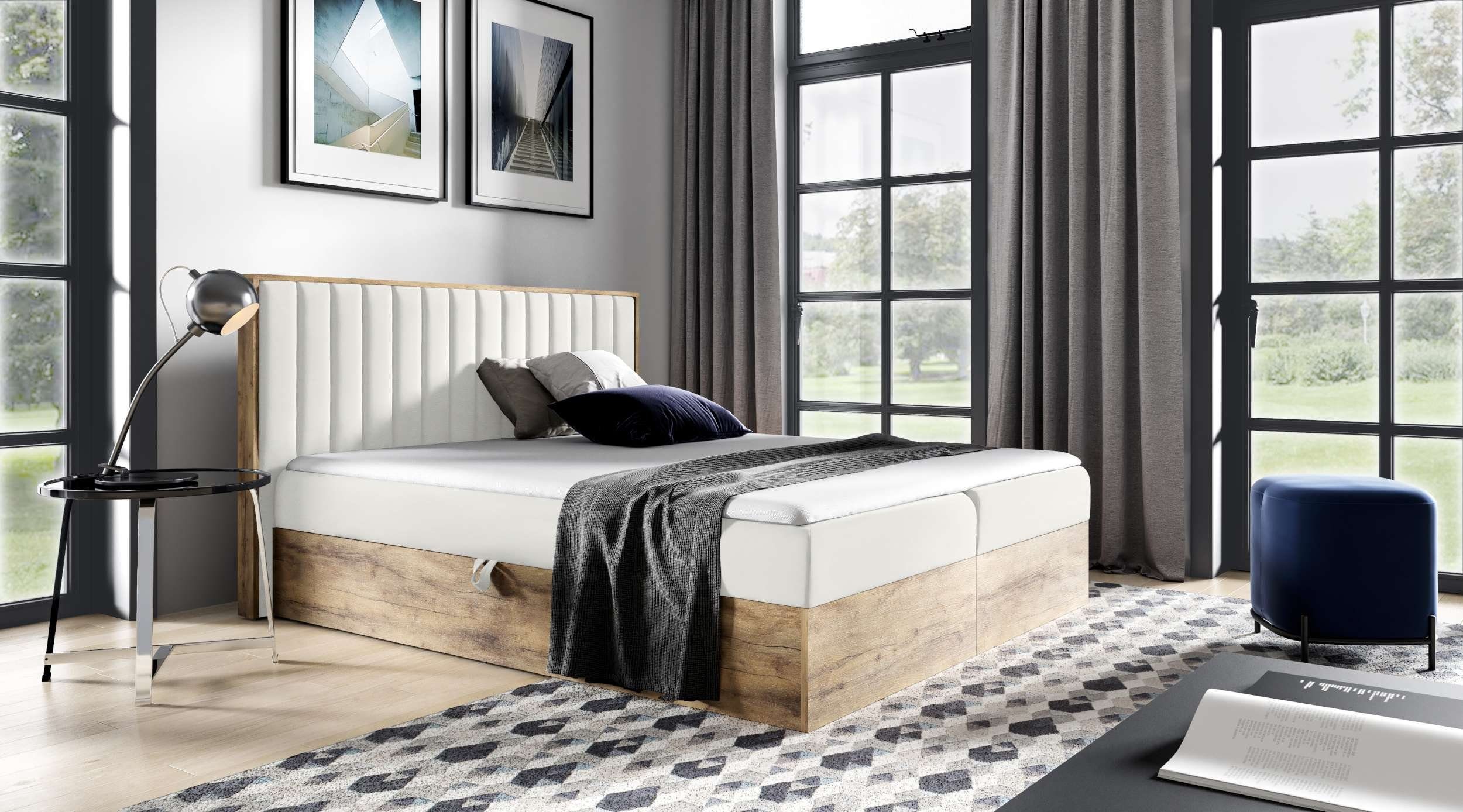 Stylefy Boxspringbett Arizona (Schlafzimmerbett, Bett), 120/140/160/180/200x200, Bonellfederkern Matratze, Topper, Bettkasten