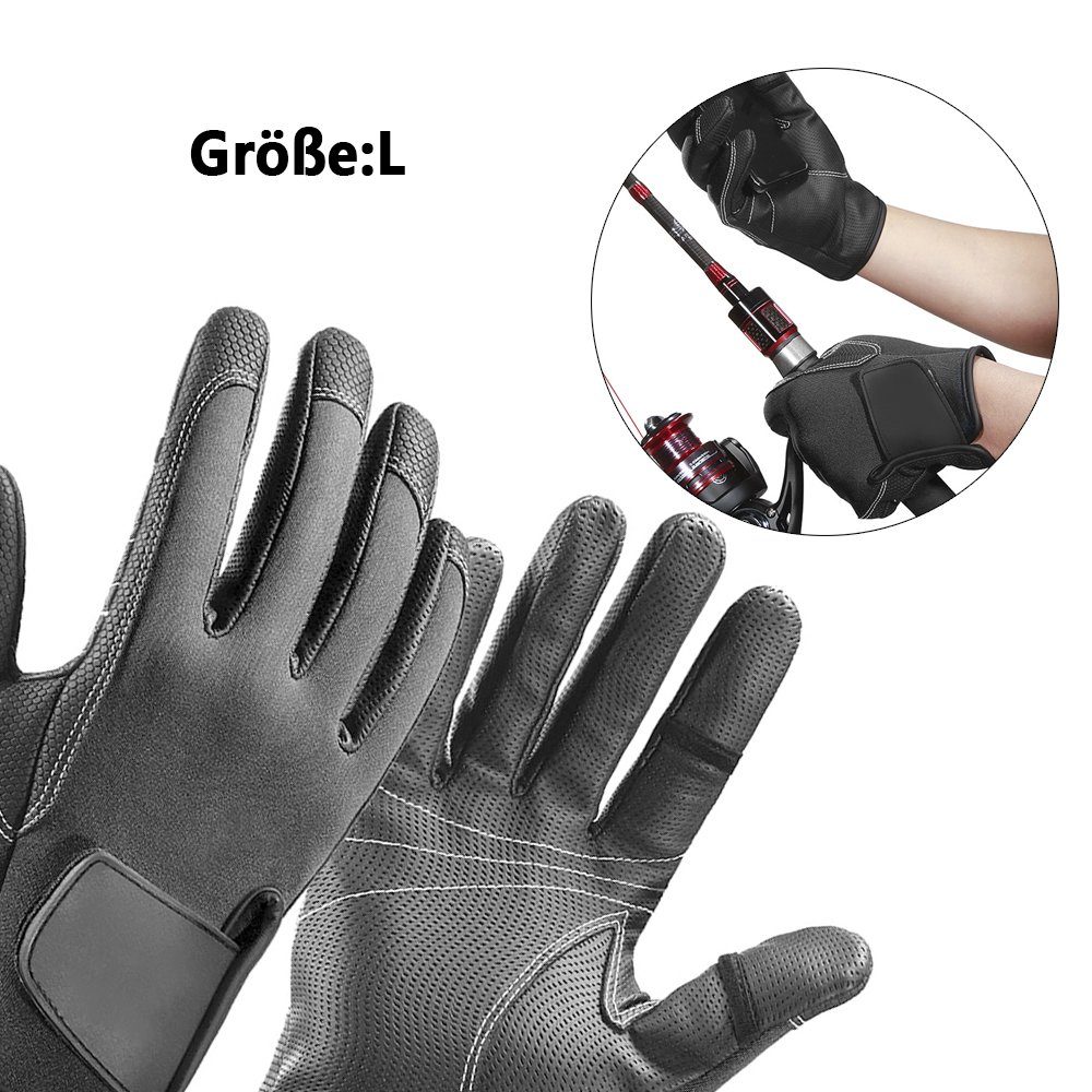 Fokelyi Angelhandschuhe Angelhandschuhe,Winter-Angel-2-Finger-Flip-Handschuhe,L