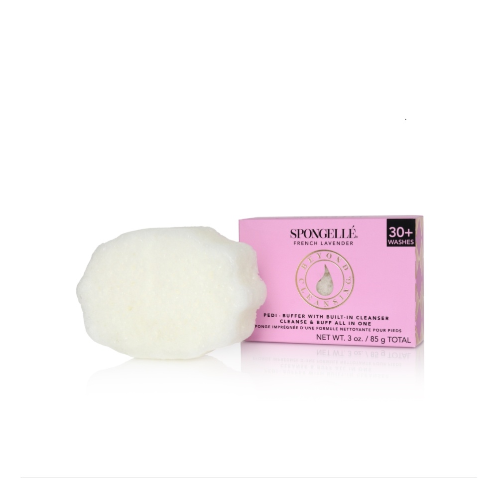 spongelle PEDI-BUFFER FRENCH LAVENDER Eponge impregré d'une formule nettoyante pour les pieds