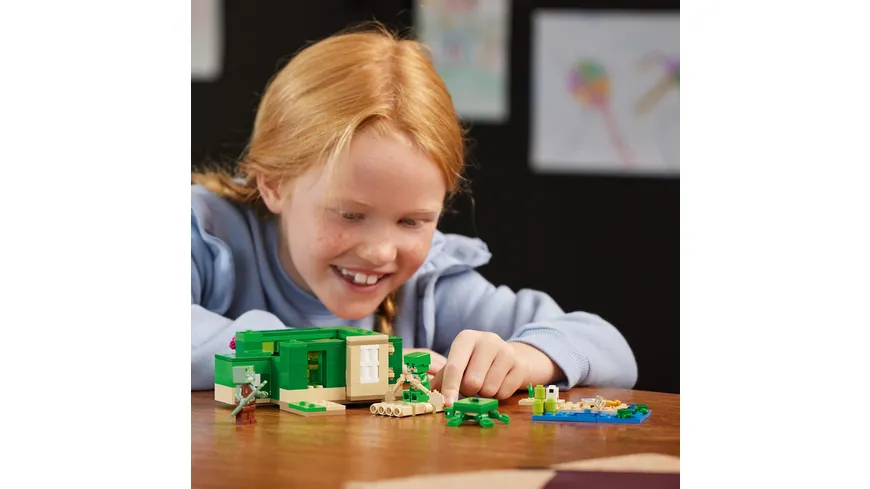 LEGO Minecraft 21254 Das Schildkrötenstrandhaus, Spielzeug-Haus mit Tieren