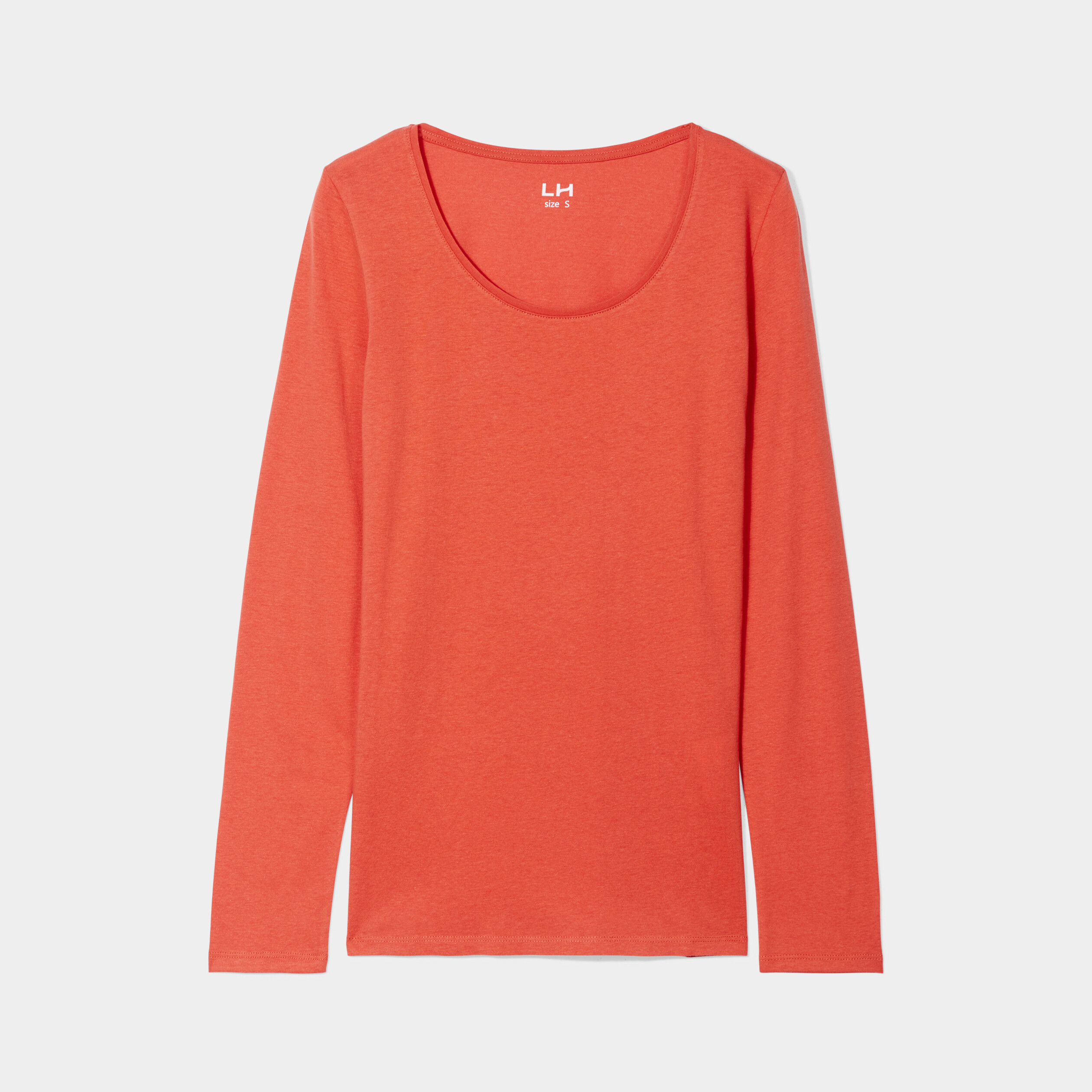 T-shirt coton manches longues orange foncé femme | La Halle