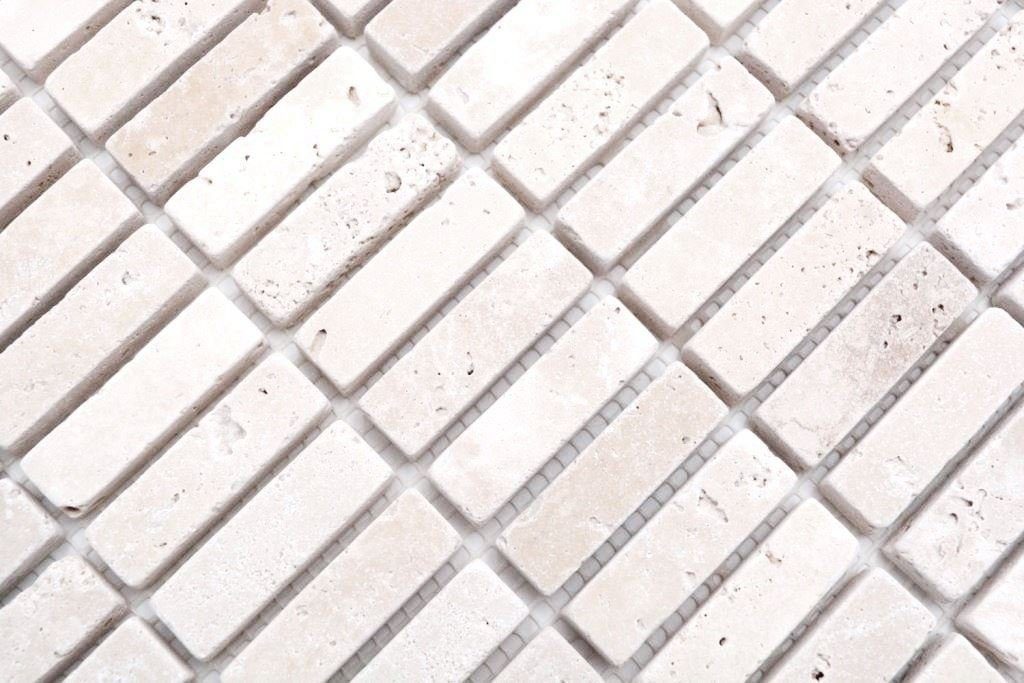 Mosani Mosaikfliesen Travertin Terrasse Wand Boden Naturstein beige creme Küche Bad