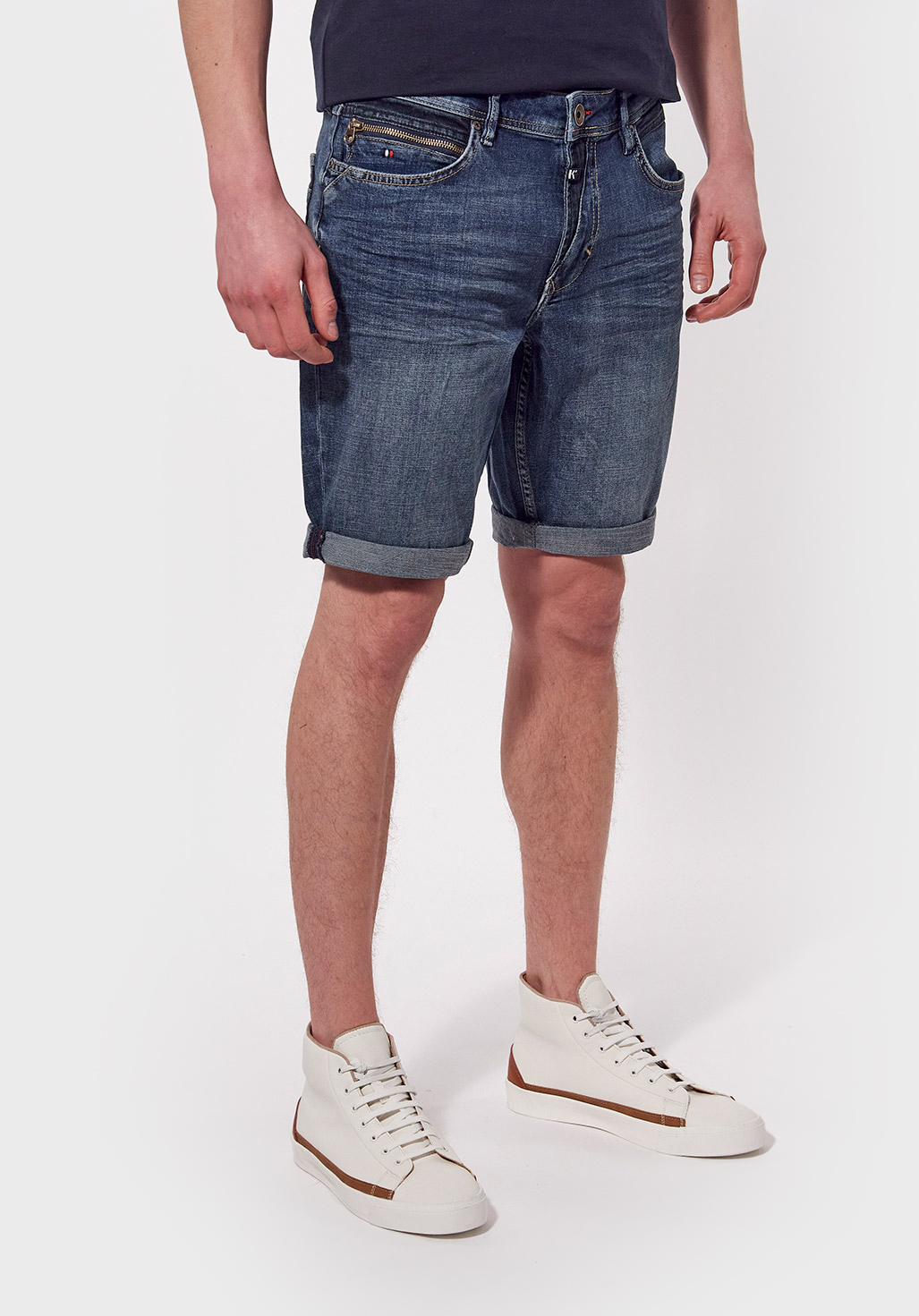 ANKO  Bermuda straight Homme bleu délavé