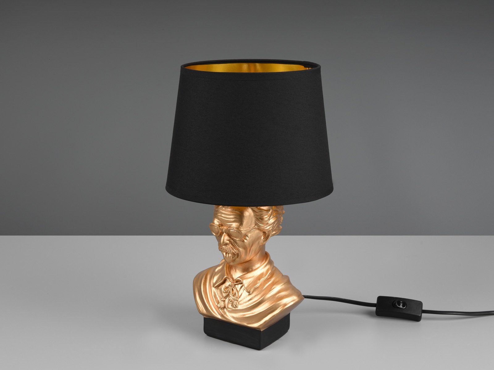 meineWunschleuchte LED Nachttischlampe, Dimmfunktion, LED wechselbar, Warmweiß, coole ausgefallene Designer-lampe für Fensterbank Schwarz Gold, H 36cm