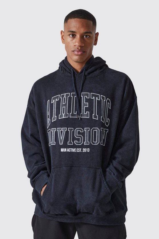 Man Active Oversize Athletic Hoodie mit Acid-Waschung