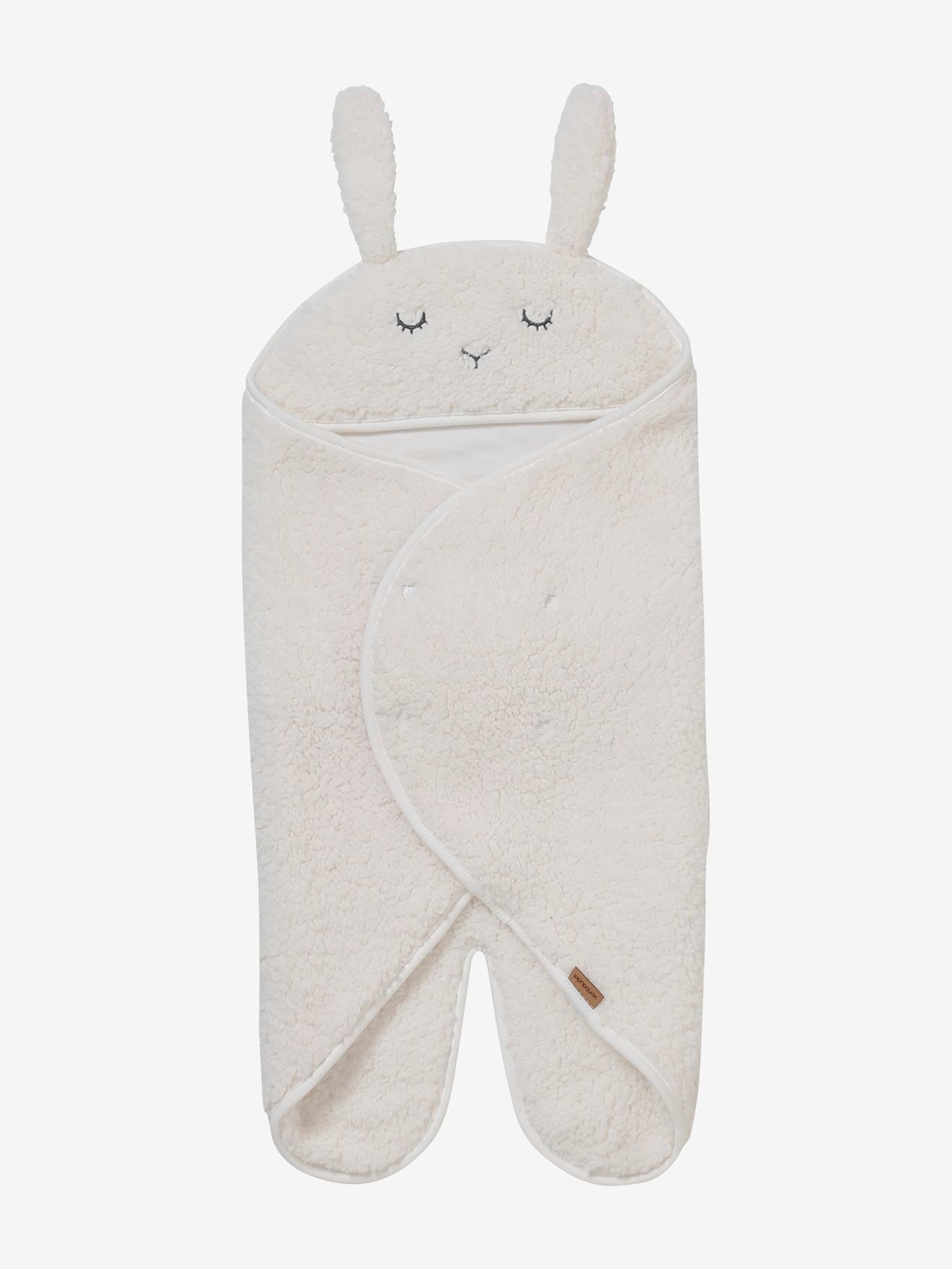Plaid chancelière bébé en peluche, doublé jersey ivoire