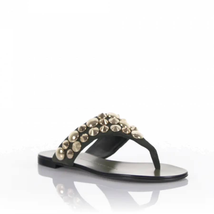Giuseppe Zanotti - Sandalen Rock 10 Veloursleder grün Nieten - grün