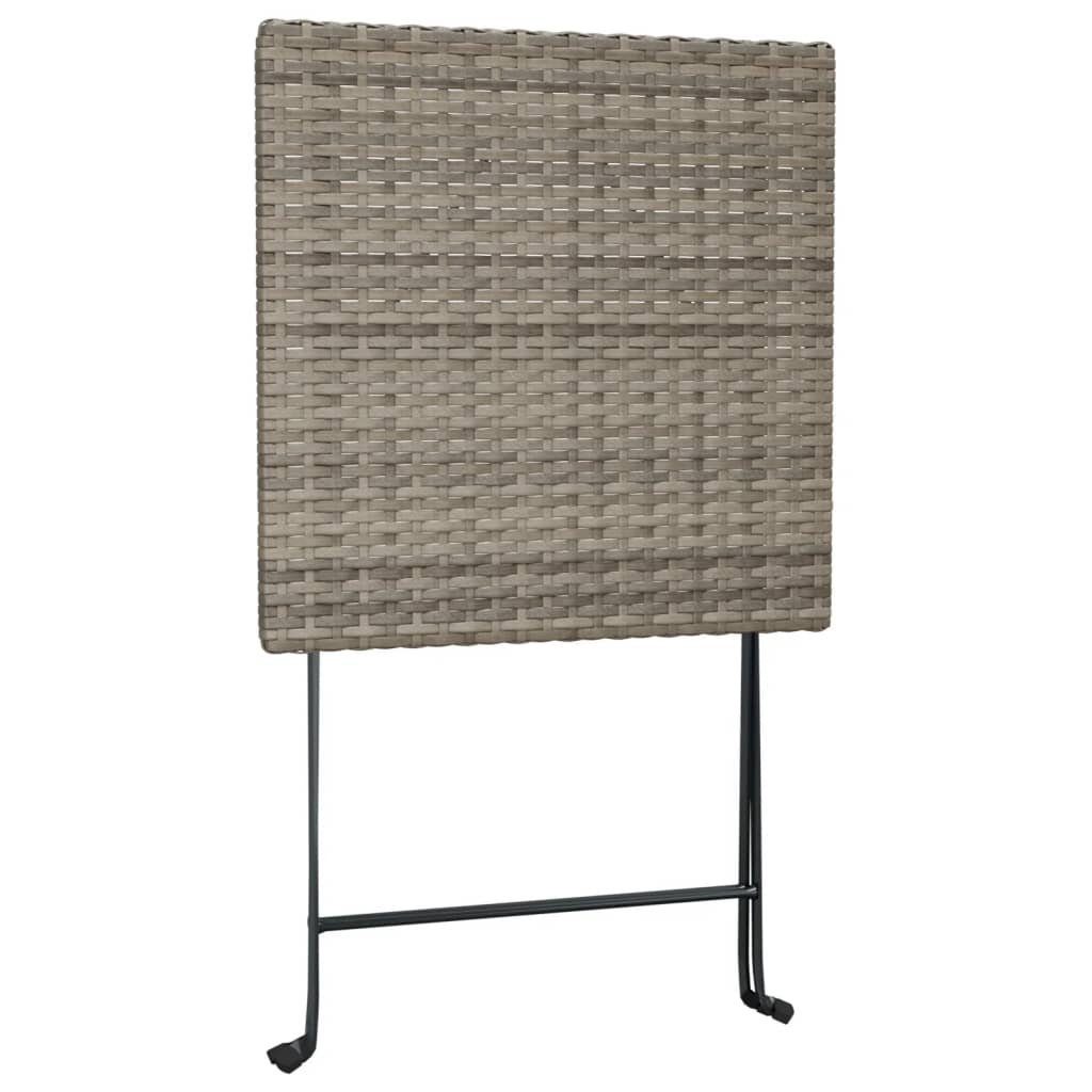 vidaXL Gartenlounge-Set 3-tlg. Bistro-Set Klappbar Grau Poly Rattan, (3-tlg)