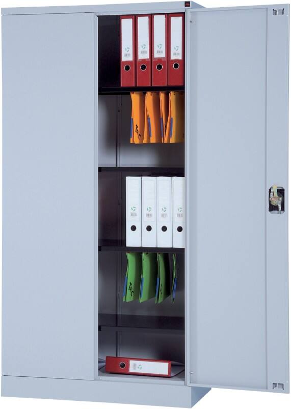 Realspace Aktenschrank Stahl 4 Fachböden Abschließbar 920 x 420 x 1.800 mm Hellgrau