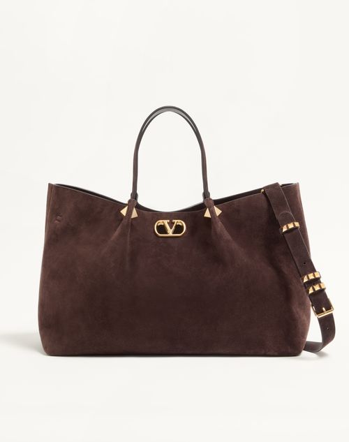 Sacola de compras grande em camurça macia Valentino Garavani