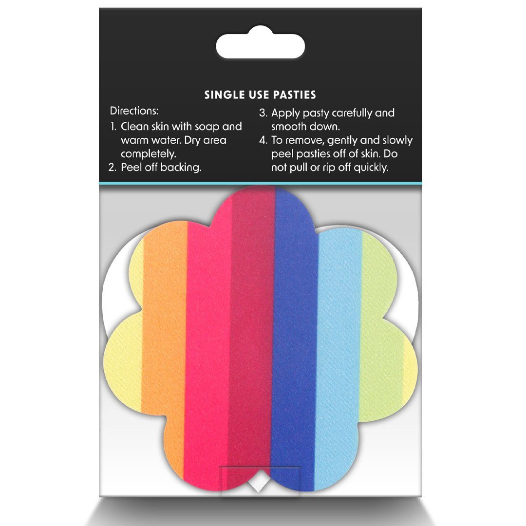 NS Novelties Brustwarzenabdeckung 2 Paar Nippelpasties Herze + Blumen Nippelsticker - Regenbogenfarben