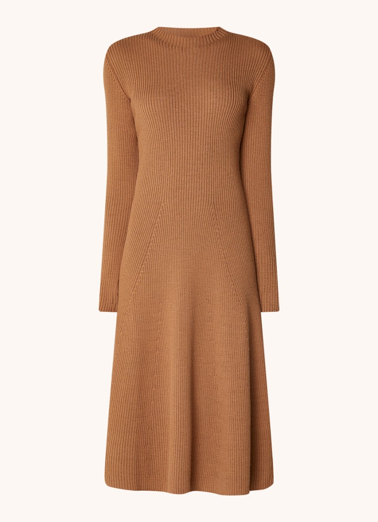 Abito midi Moncler in maglia a coste di misto lana