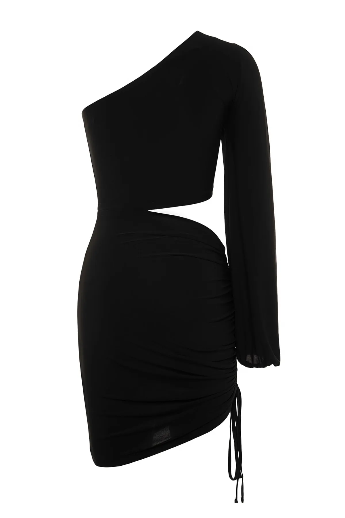 Trendyol Collection  Schwarzes, einärmeliges, drapiertes Abendkleid TPRSS21EL0179