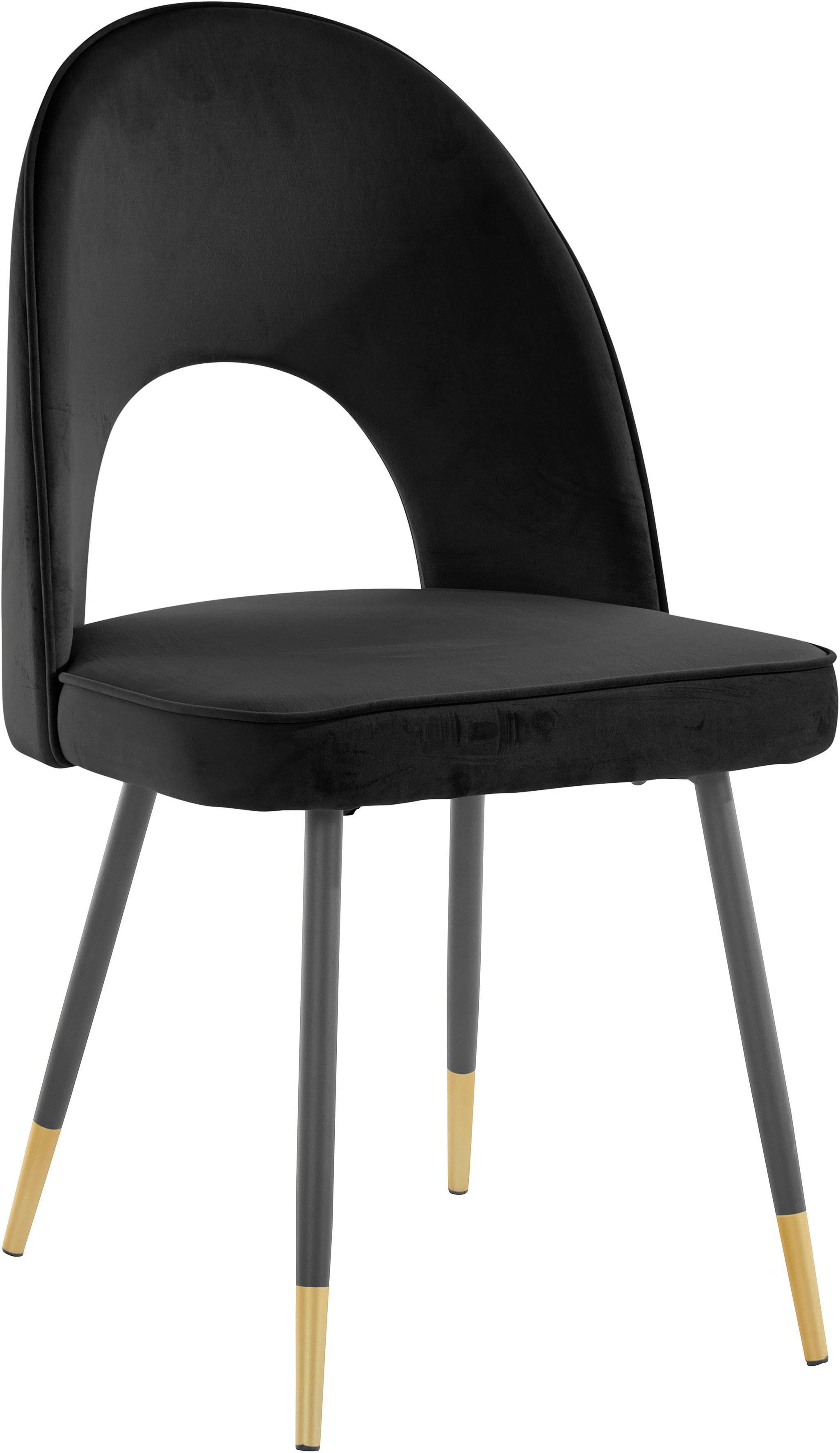 INOSIGN 4-Fußstuhl Rosie (2 St), Bezug in Veloursstoff, Metallgestell in schwarz, Belastbarkeit 120kg