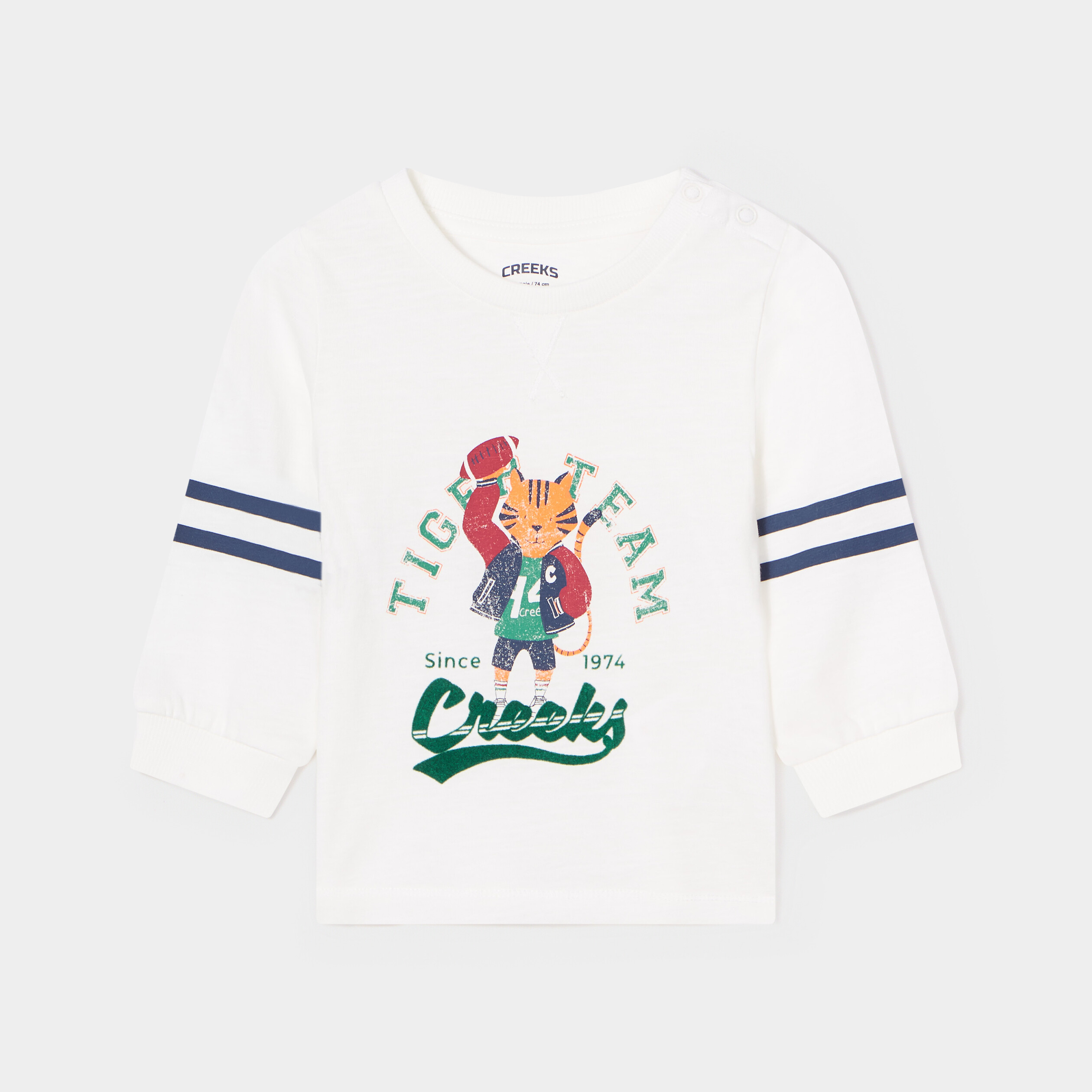 T-shirt épaule boutonnée coton Creeks blanc bébé garçon | La Halle