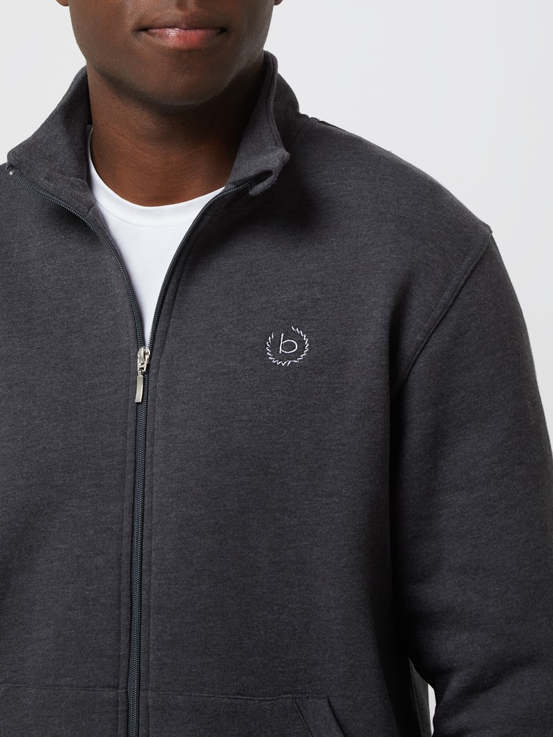 Sweatjacke und Lounge-Hose im Set in dunkelgrau meliert