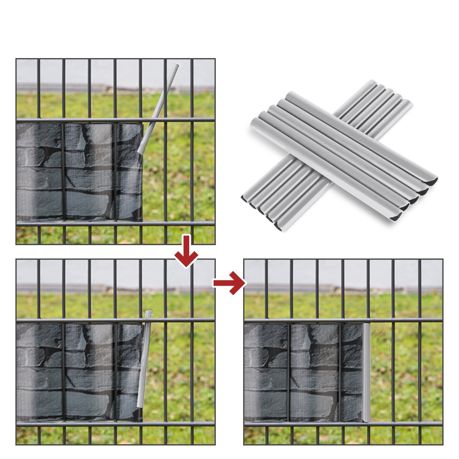 Sekey Sichtschutzstreifen 25x Befestigungsclips Sichtschutzstreifen Doppelstabmatten Zaun, Klemmschienen für PVC Sichtschutzfolie Sichtschutz Windschutz