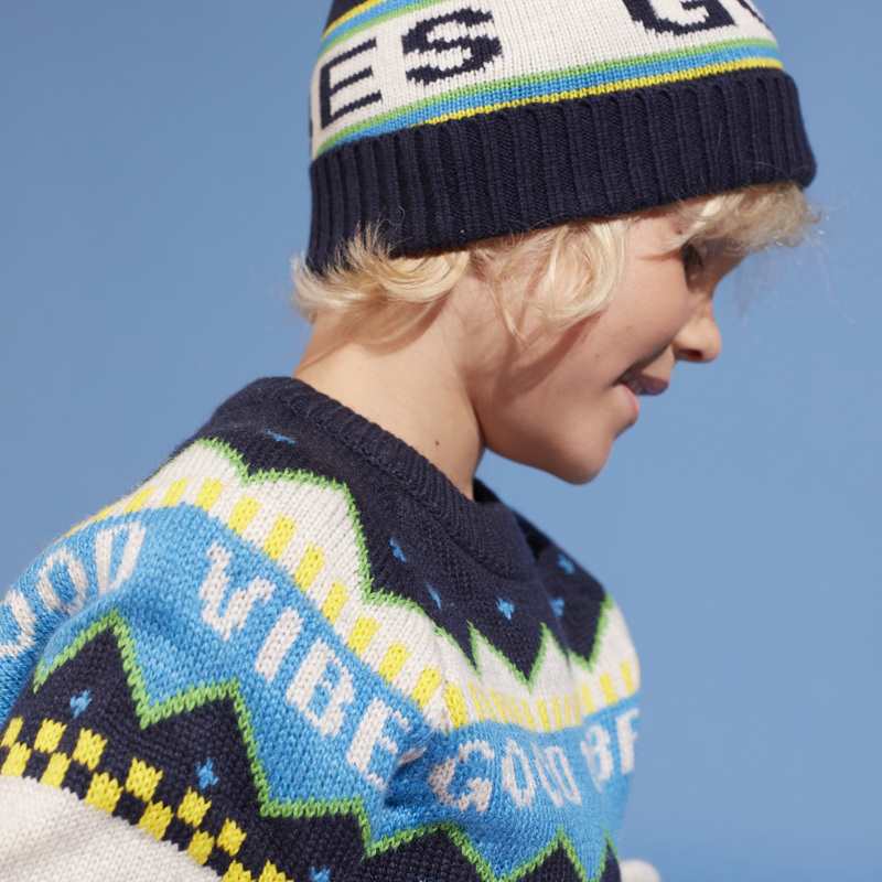 Pull good vibes enfant gris chiné garçon Catimini