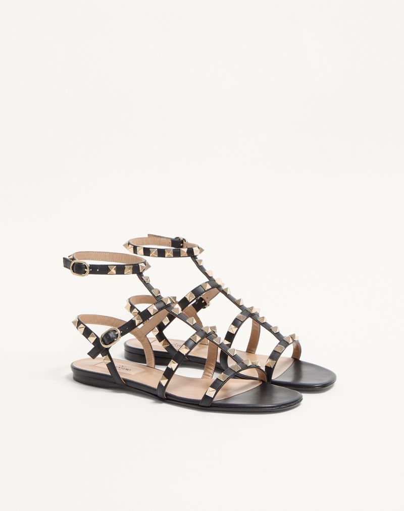 Rockstud lav sandal i kalveskind med stropper