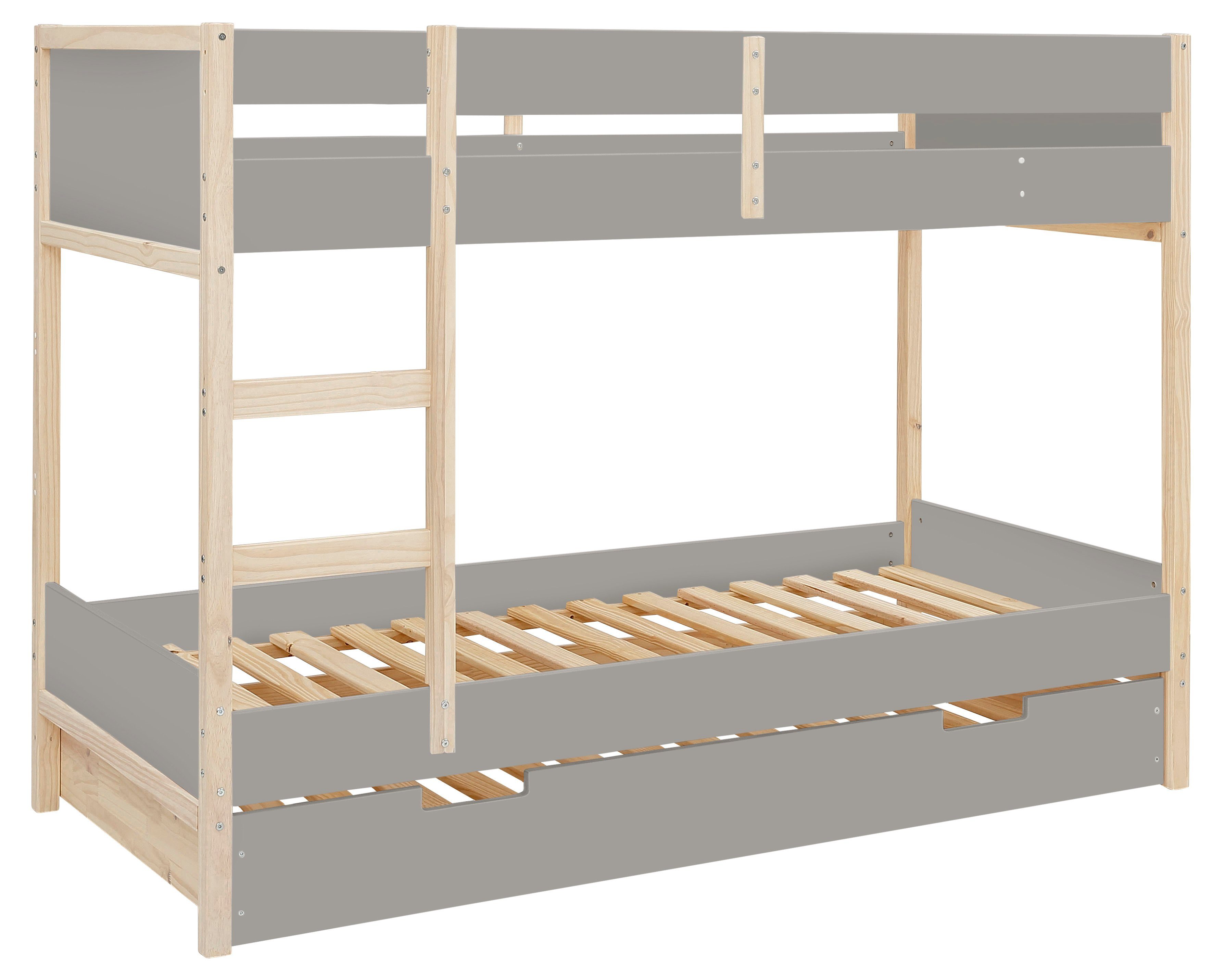 Lüttenhütt Etagenbett Janne, Kiefernholz, Etagenbett, inklusive Holzleiter, Liegefläche 90x200 cm