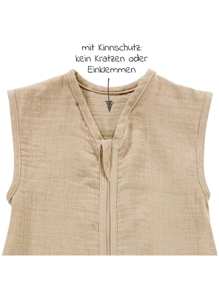 Alvi Sommer-Schlafsack mit Füßen Musselin / Sleep-Overall in beige günstig kaufen