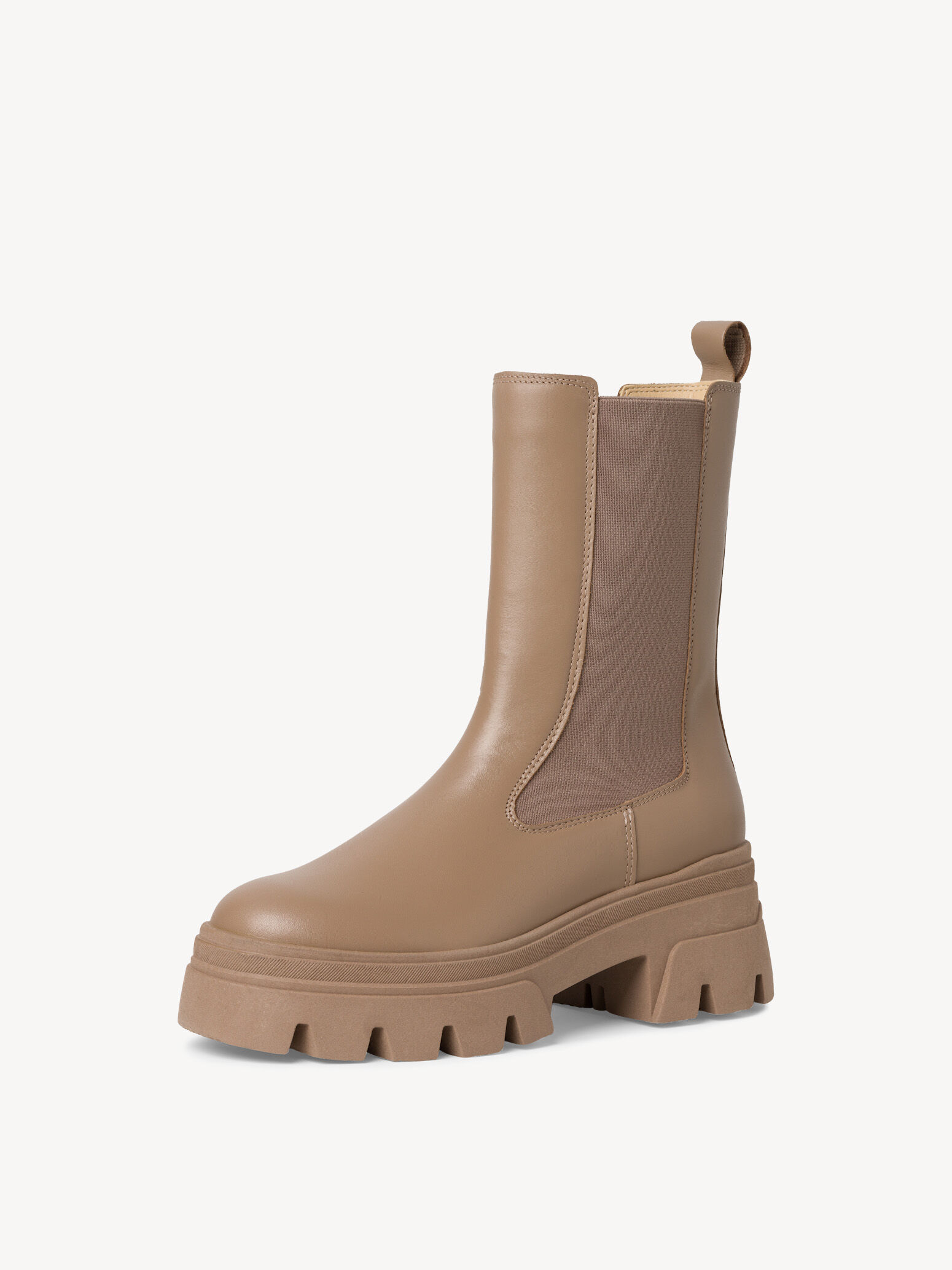 Bottine Chelsea en cuir - beige