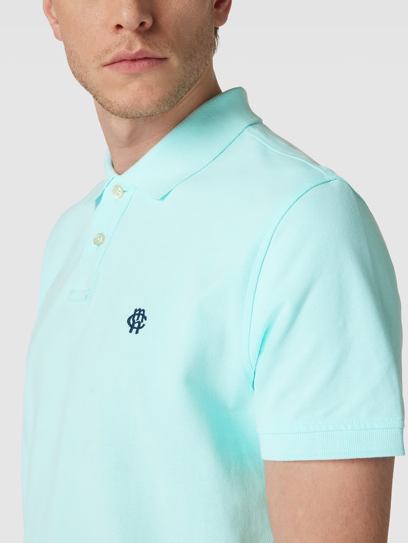 Poloshirt mit Logo-Stitching in jeans
