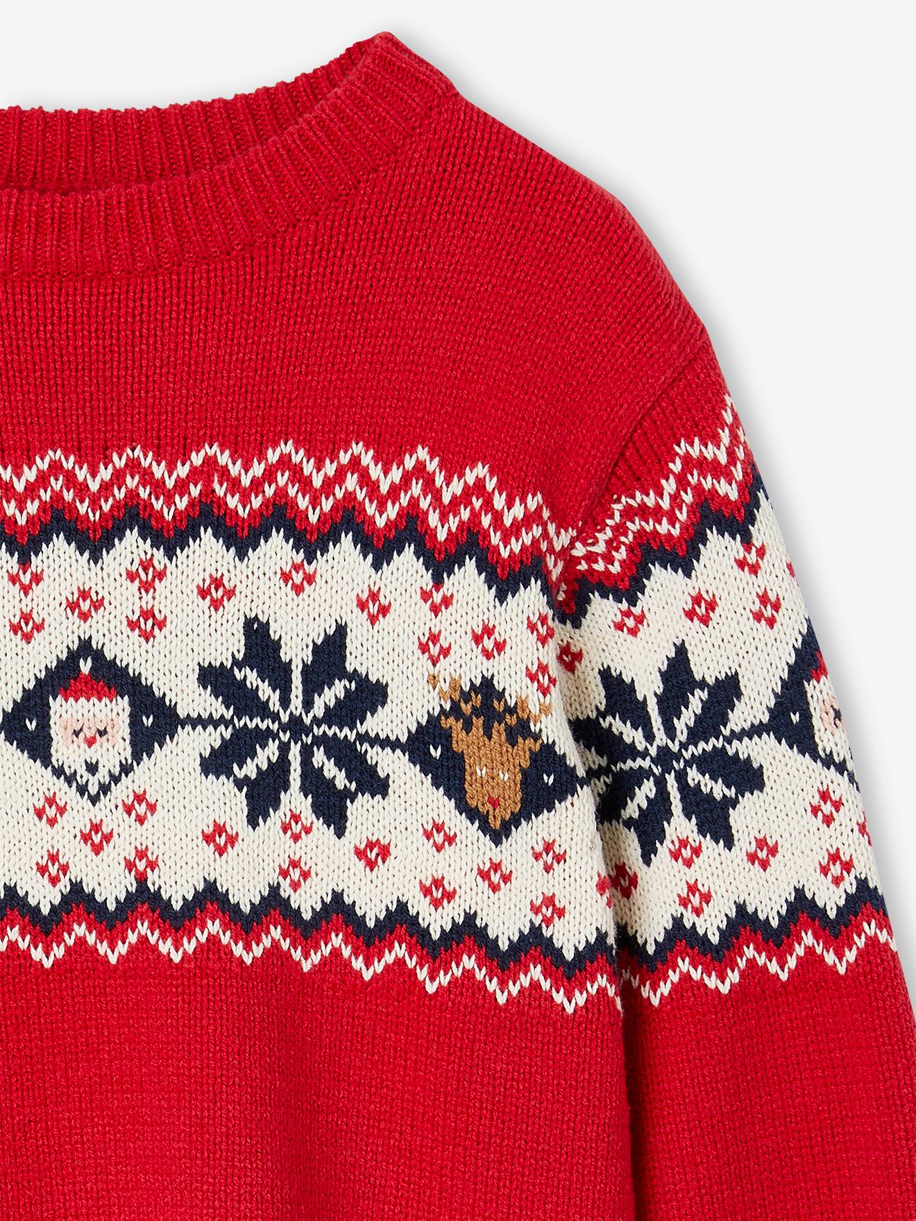 Vertbaudet Kinder Weihnachts-Pullover Capsule Collection FAMILIE Oeko-Tex - rot