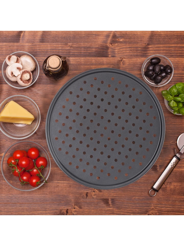 relaxdays 4x Pizzablech in Grau - Ø 32 cm günstig kaufen onesize