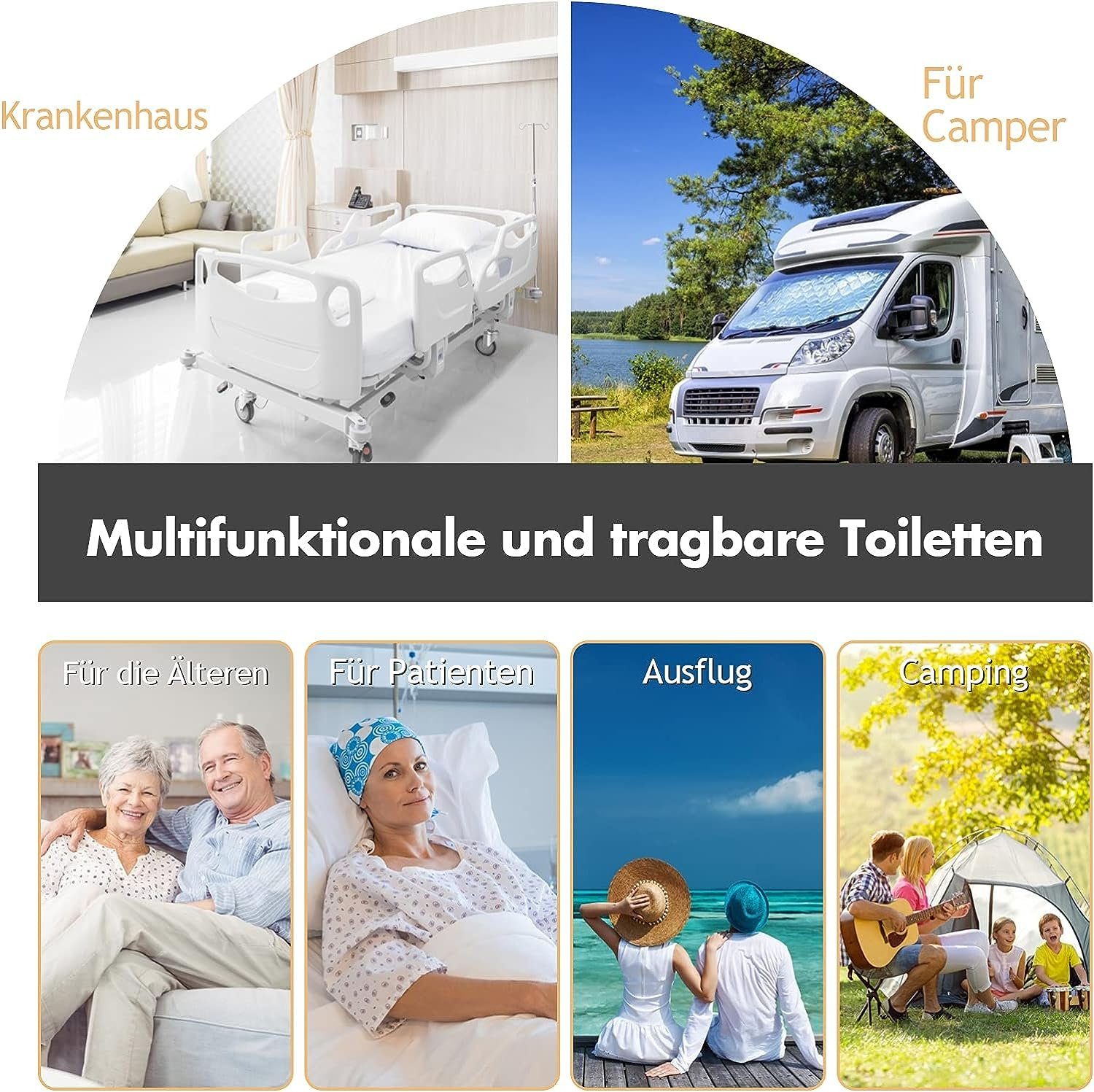 KOMFOTTEU Campingtoilette Reisetoilette, tragbare Toilette 20L