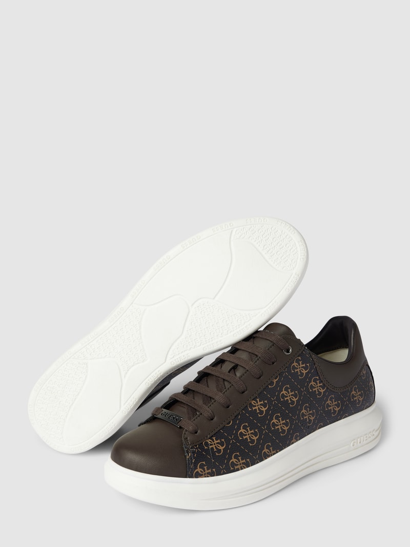 Sneaker mit Label-Print Modell 'VIBO' in mittelbraun